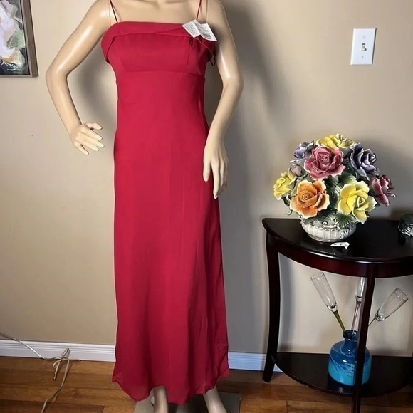 Y2K MICHEALANGELO dress size 6.NWT, red,maxi,fitted,lined,classy,spaghetti strap - Picture 3 of 16